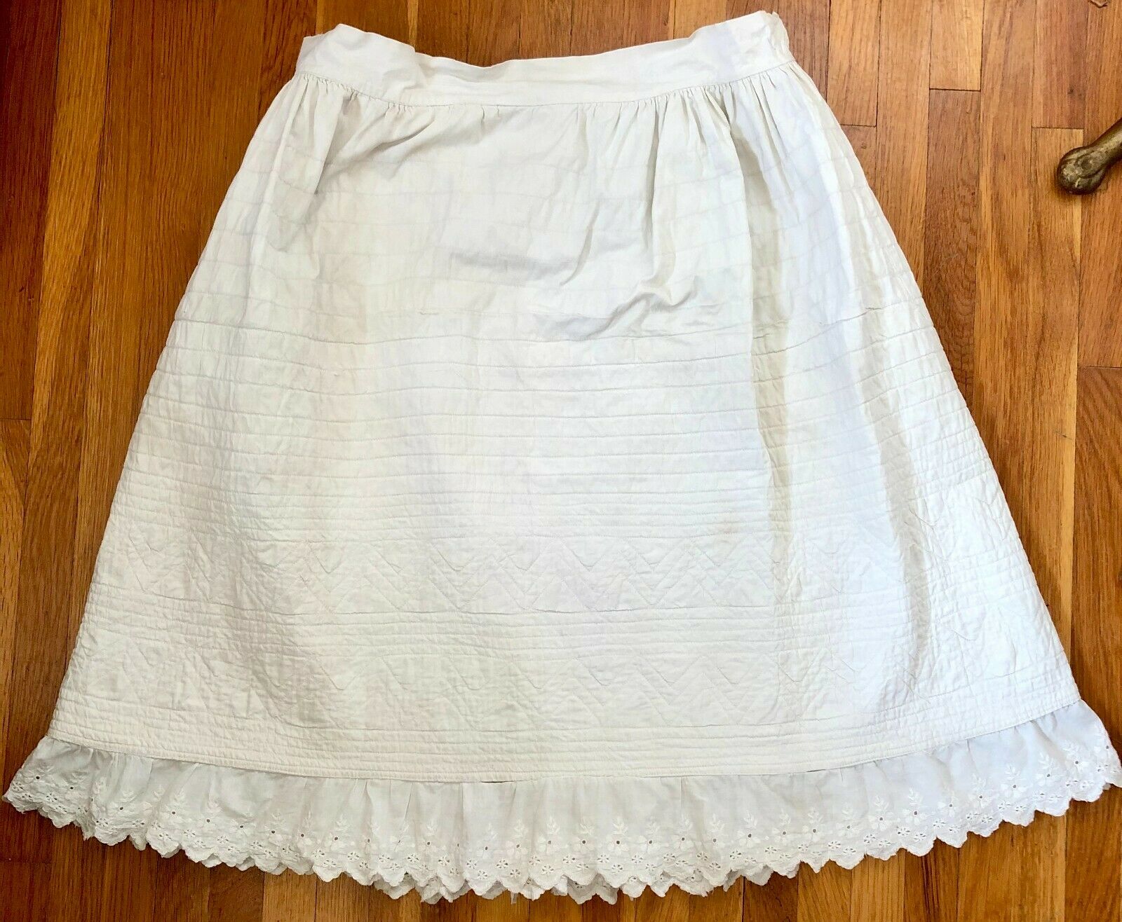 Antique Victorian Childs White Cotton Quilted Petticoat