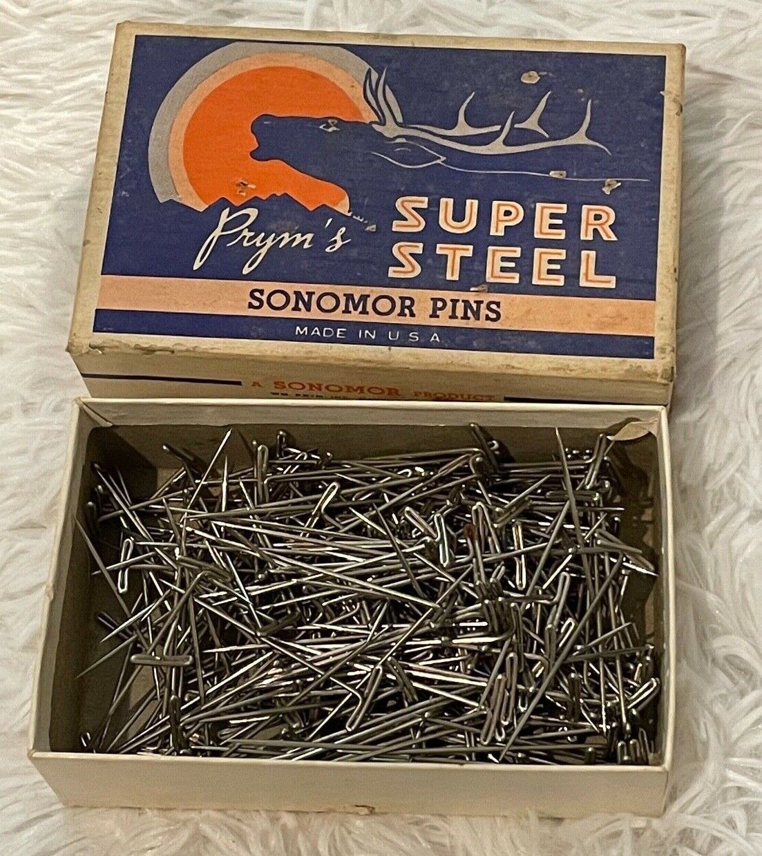 Vtg Approx 230 Sonomor Pins Prym's Super Steel No. 32 Dressmaker T-pins