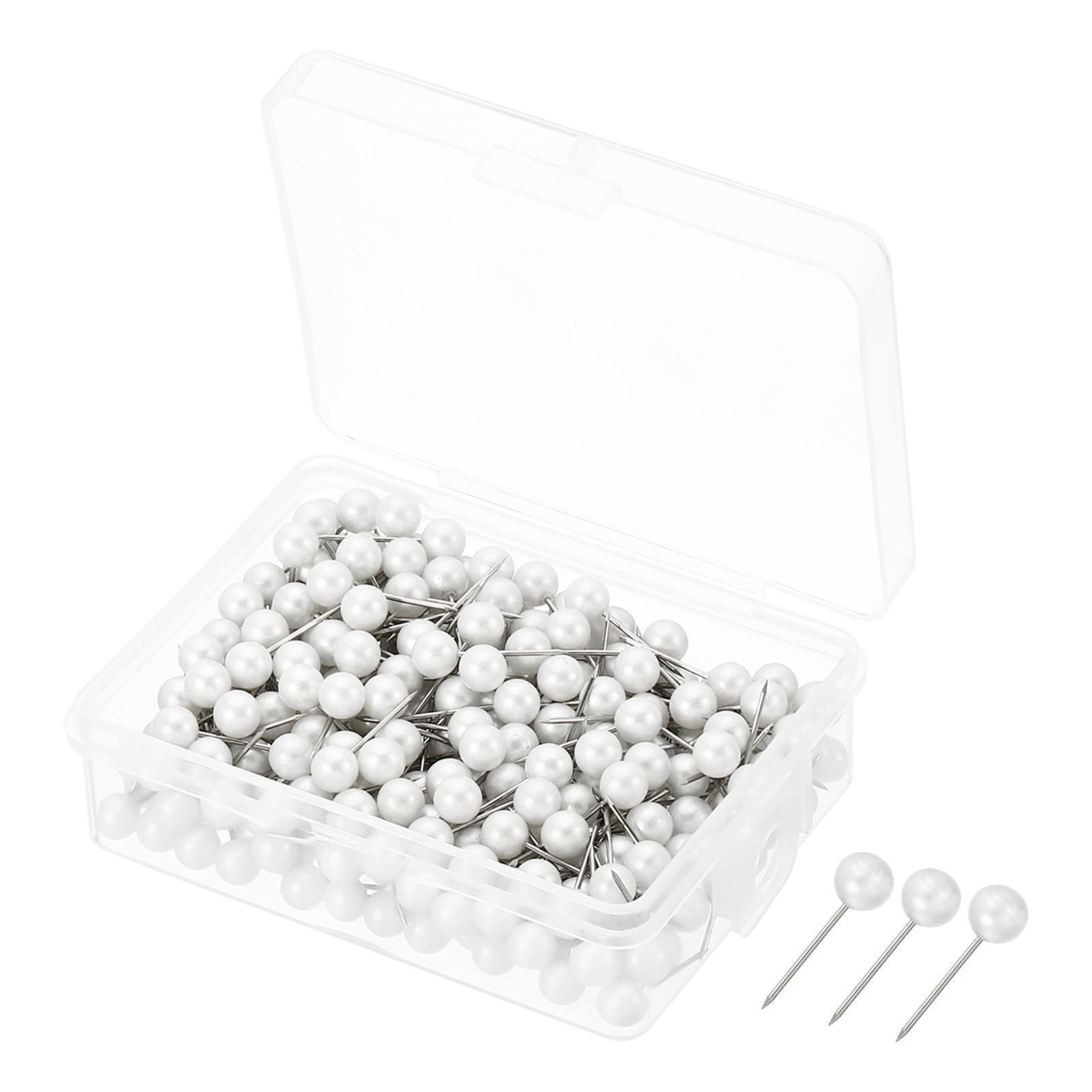 300pcs Push Pins, Round Head Map Tacks Steel Point For Office, White
