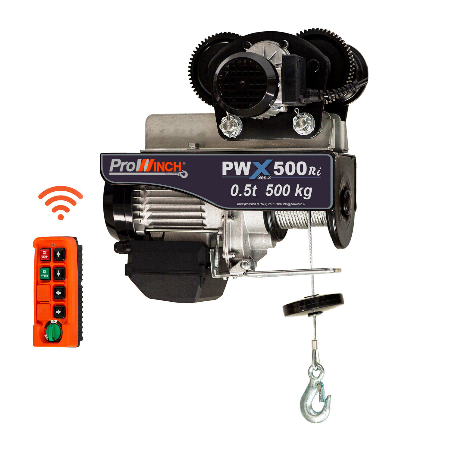 Prowinch 550 Lbs. / 1100 Lbs. Electric Rope Hoist W/trolley 220~240v 50/60hz W/