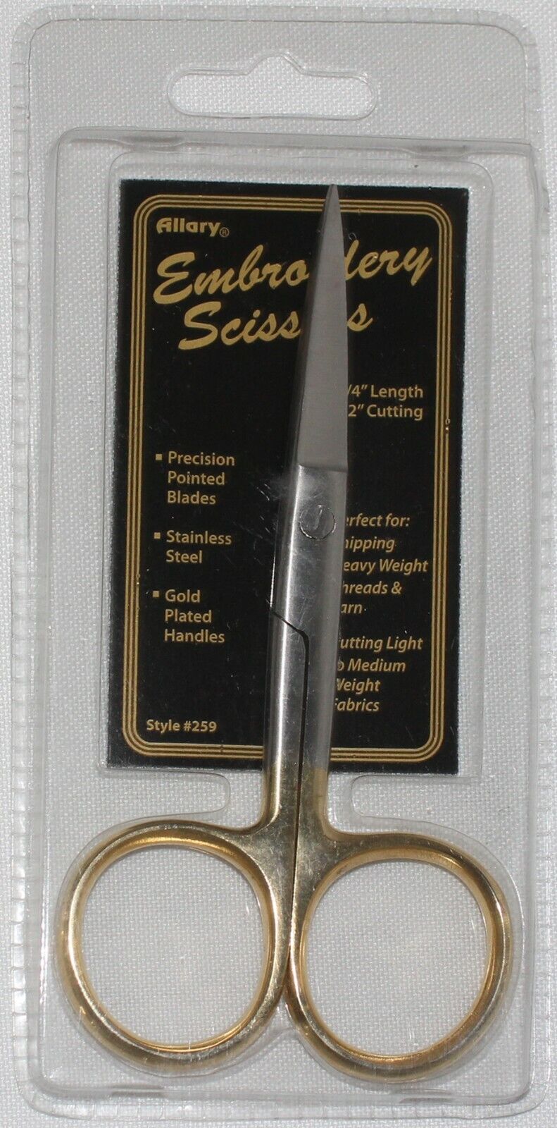 Allary Embroidery Scissors 4.75" Gold Plated Handle Needlework Scissors M207.48