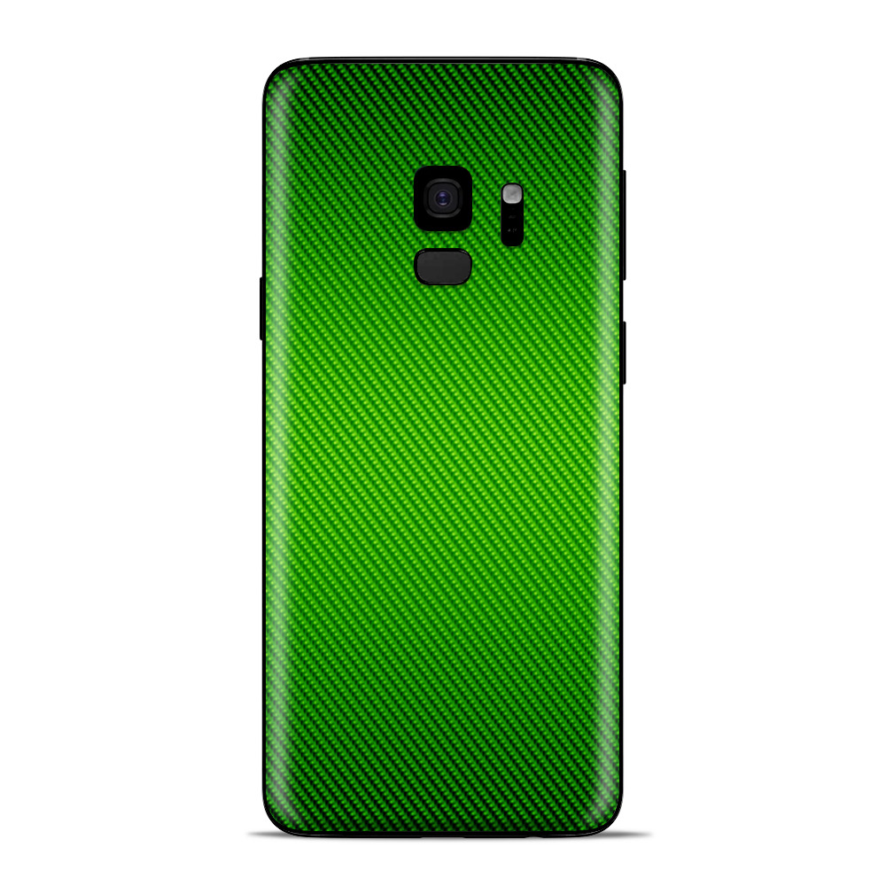 Samsung Galaxy S9 Skins Wrap - Lime Green Carbon Fiber Look