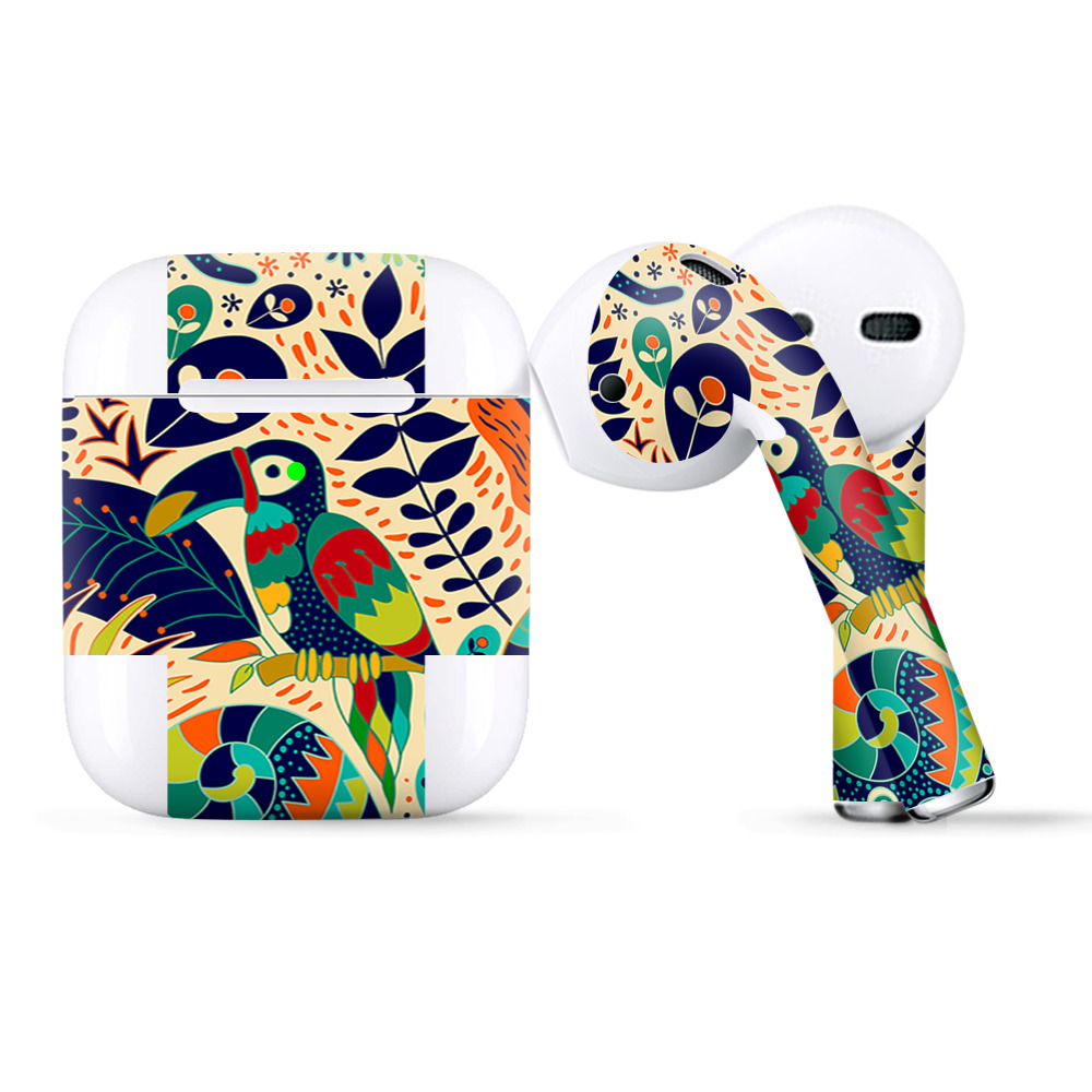 Skins Wraps Compatible For Apple Airpods  Pop Art Toucan Color Tropical Design