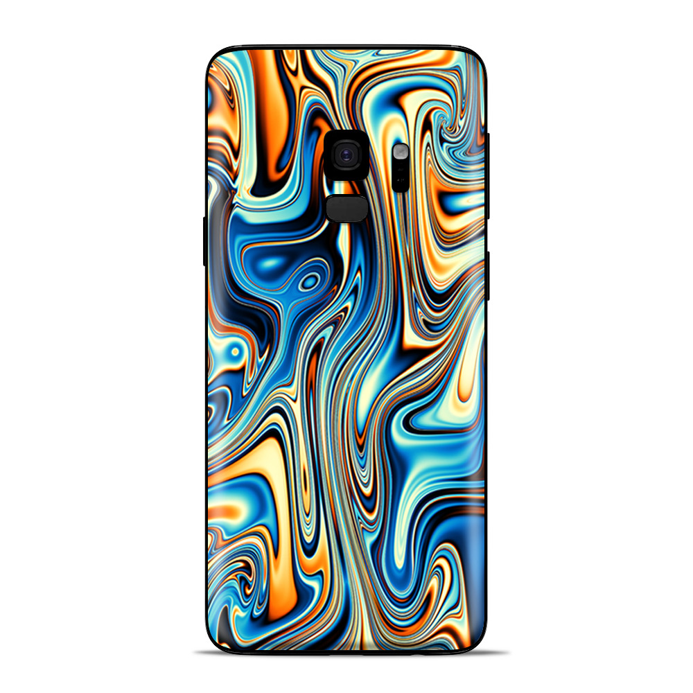 Samsung Galaxy S9 Skins Wrap - Blue Orange Psychadelic Oil Slick