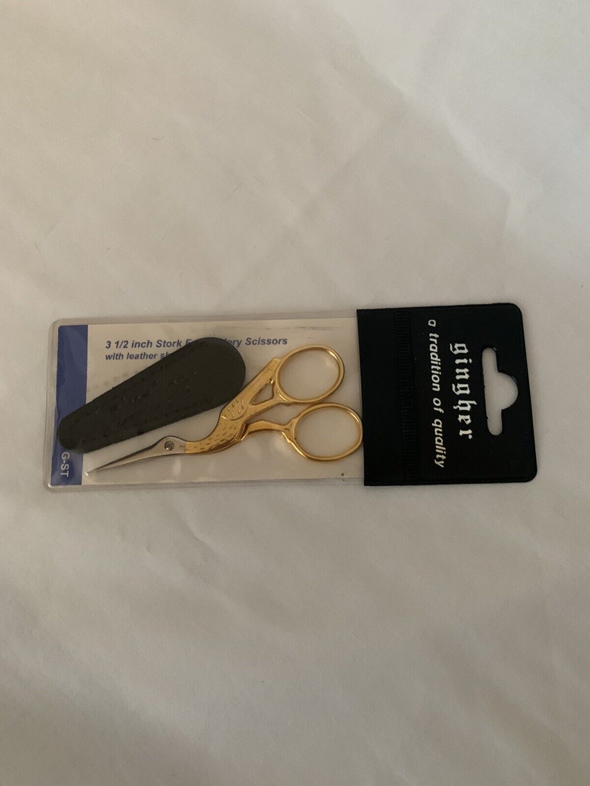 Gingher 3 1/2 Inch Gold Stork Embroidery Scissor New