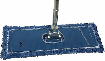 Dust Mop Kit: 48" Blue Industrial Microfiber Dust Mop, Wire Frame & Handle