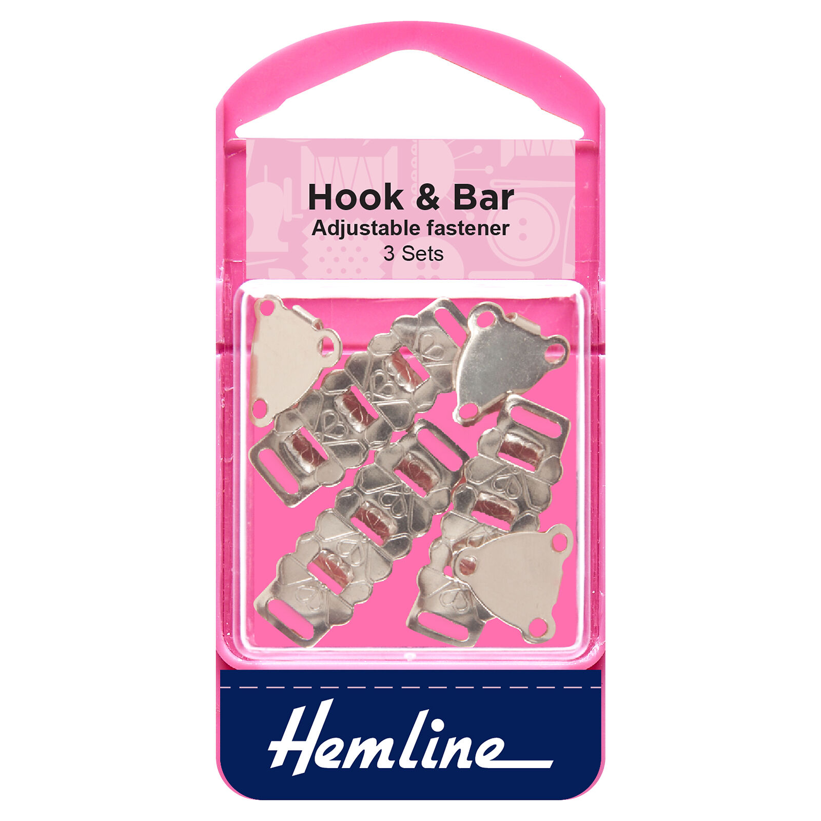 Hemline Adjustable Nickel Hook & Bar 3 Pack
