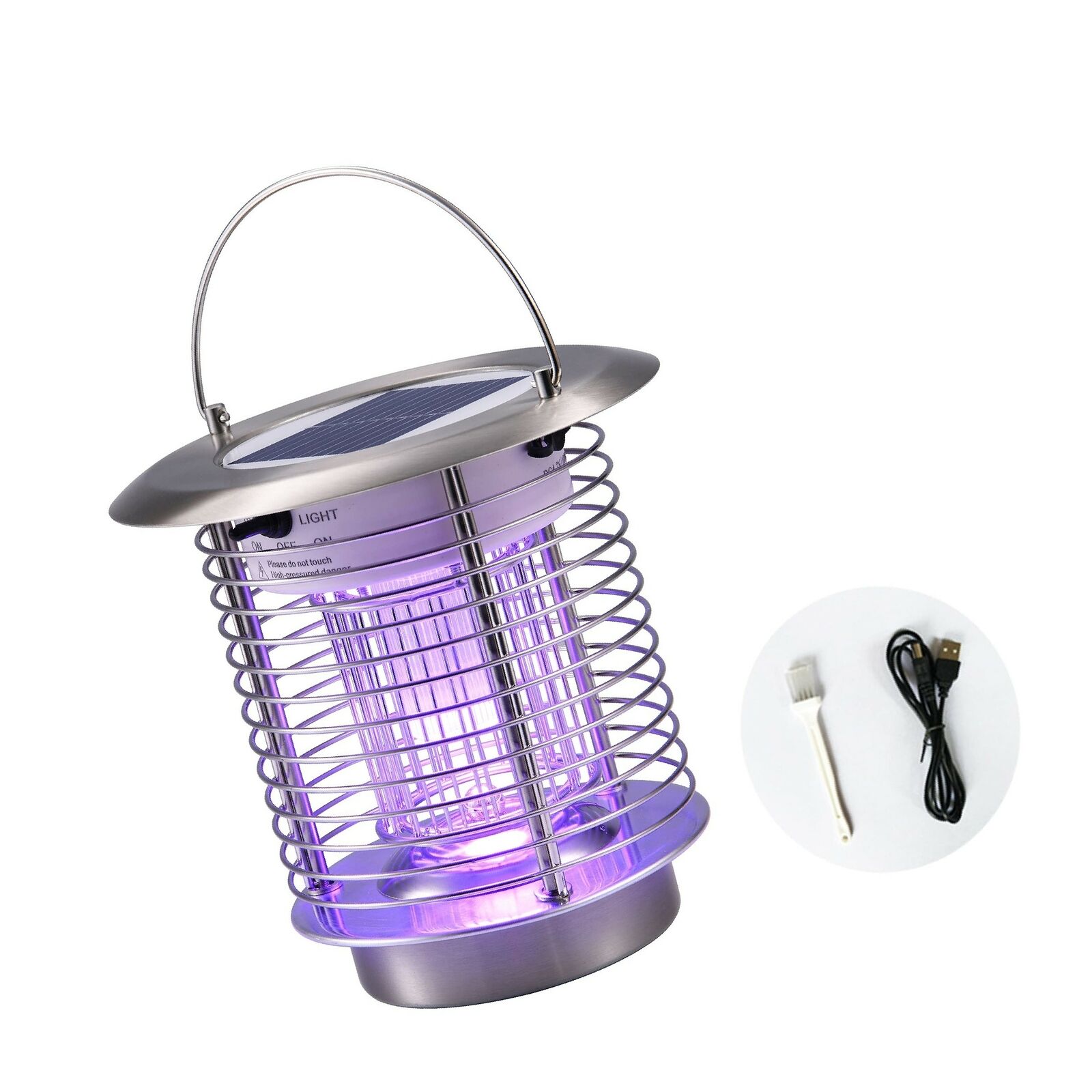 Solar Power Mosquito Lamp Indoor Outdoor Electronic Bug Light With Hook To Ha...