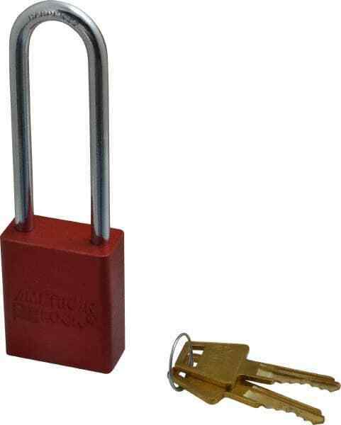 American Lock Keyed Alike Lockout Padlock 3" Shackle Clearance, 1/4" Shackle ...