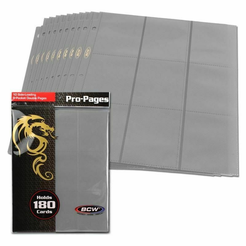 (10-pack) Bcw 18-pocket Pro Pages Gray Sideloading Gaming Card Album Pages