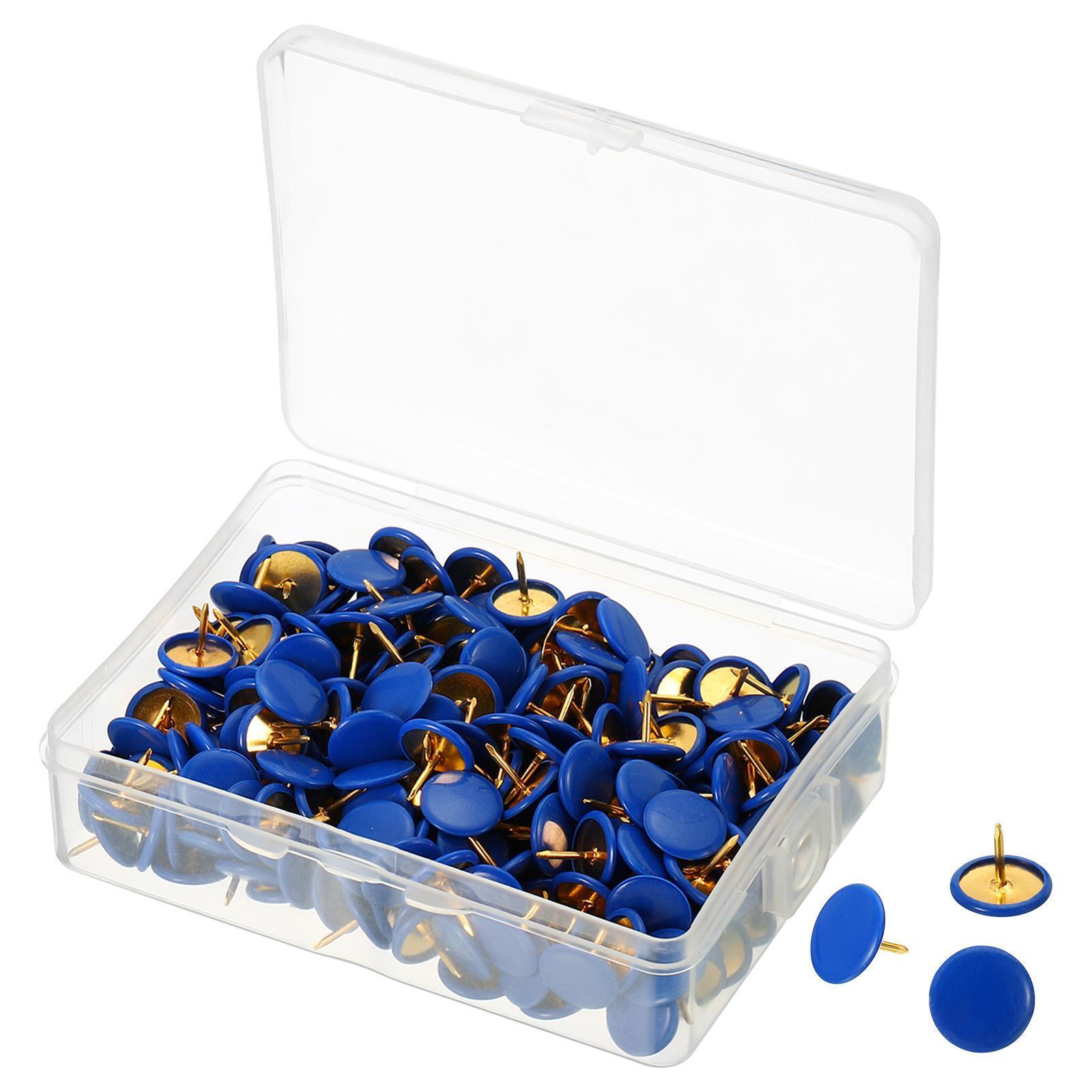 300pcs Push Pins, Plastic Decorative Thumb Tacks Golden Steel Point, Blue