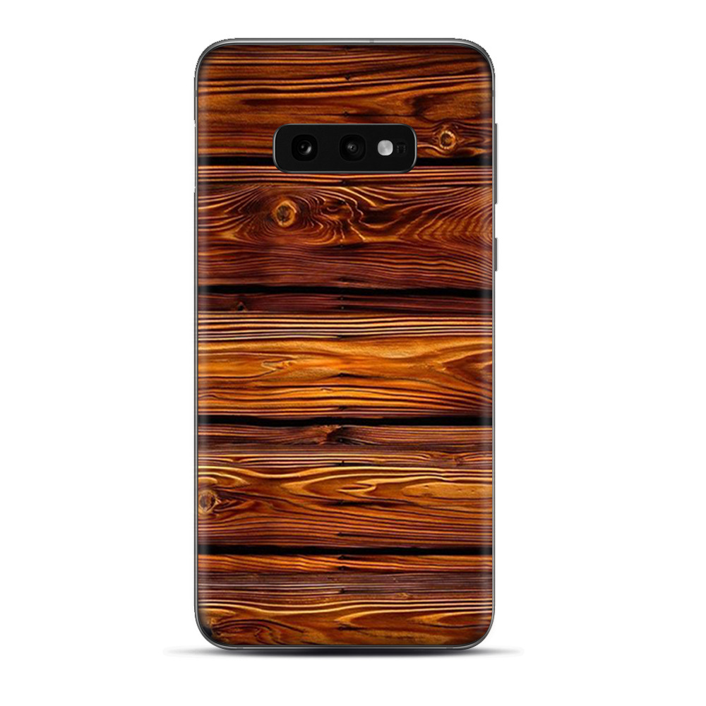 Skins Decal Wrap For Samsung Galaxy S10e - Red Deep Mahogany Wood Pattern