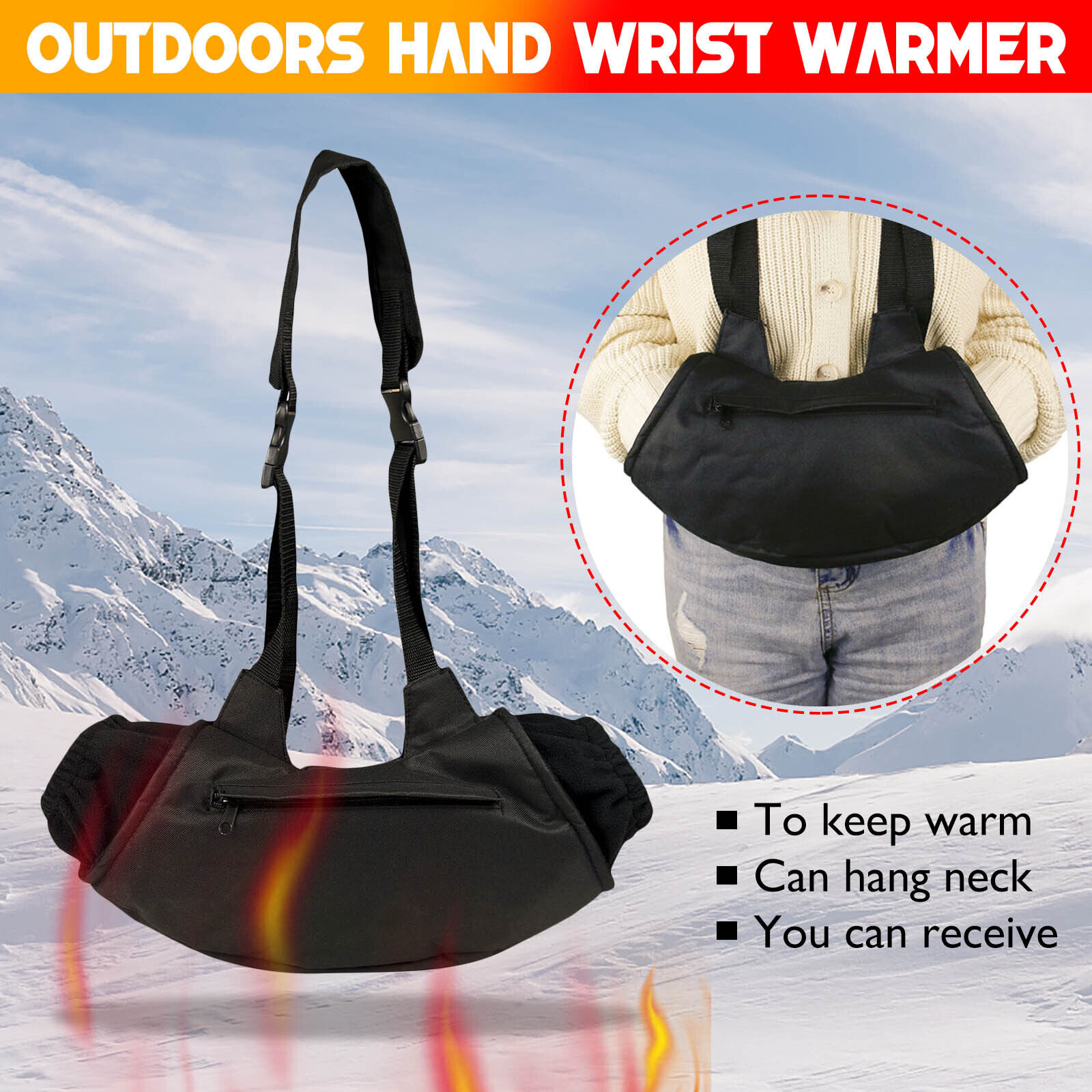 Outdoors Hand Wrist Warmer Bag Portable Camping Handbag Winter Warm Gloves