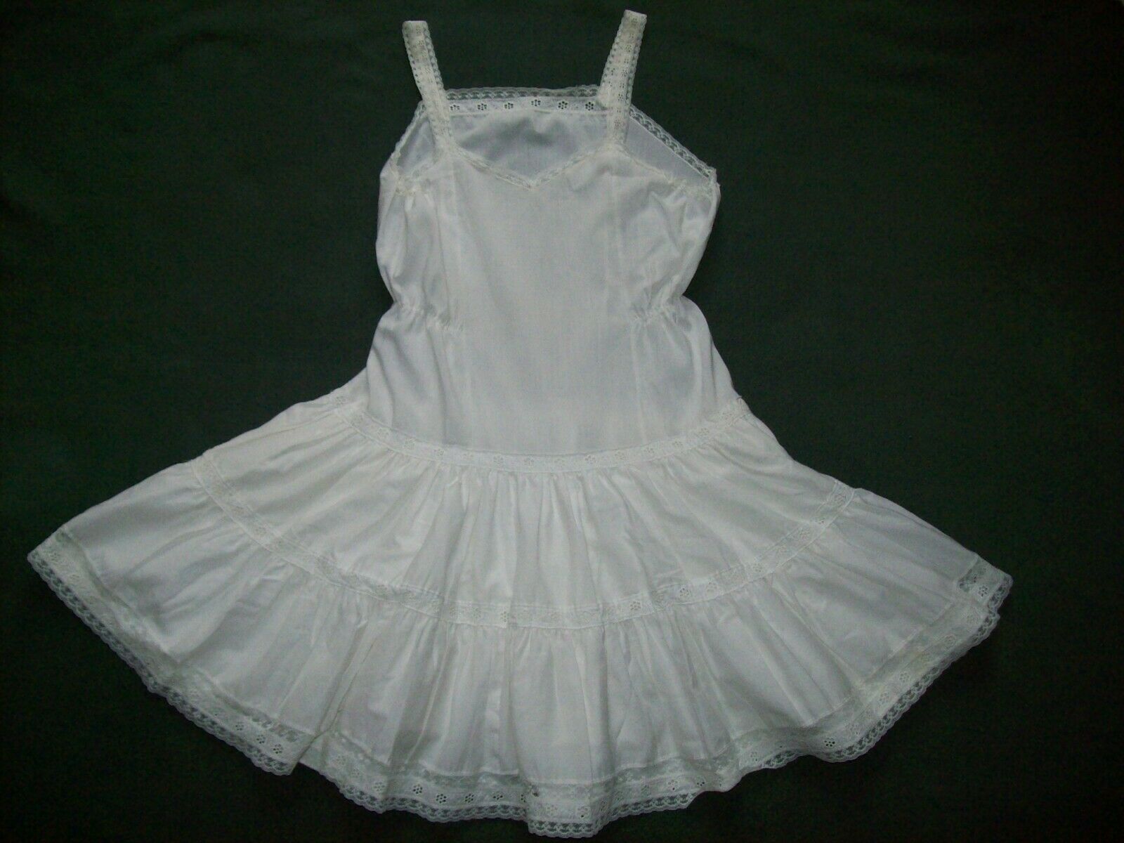 Vintage Girls Size 8 Her Majesty Tiered Petticoat Lace Slip