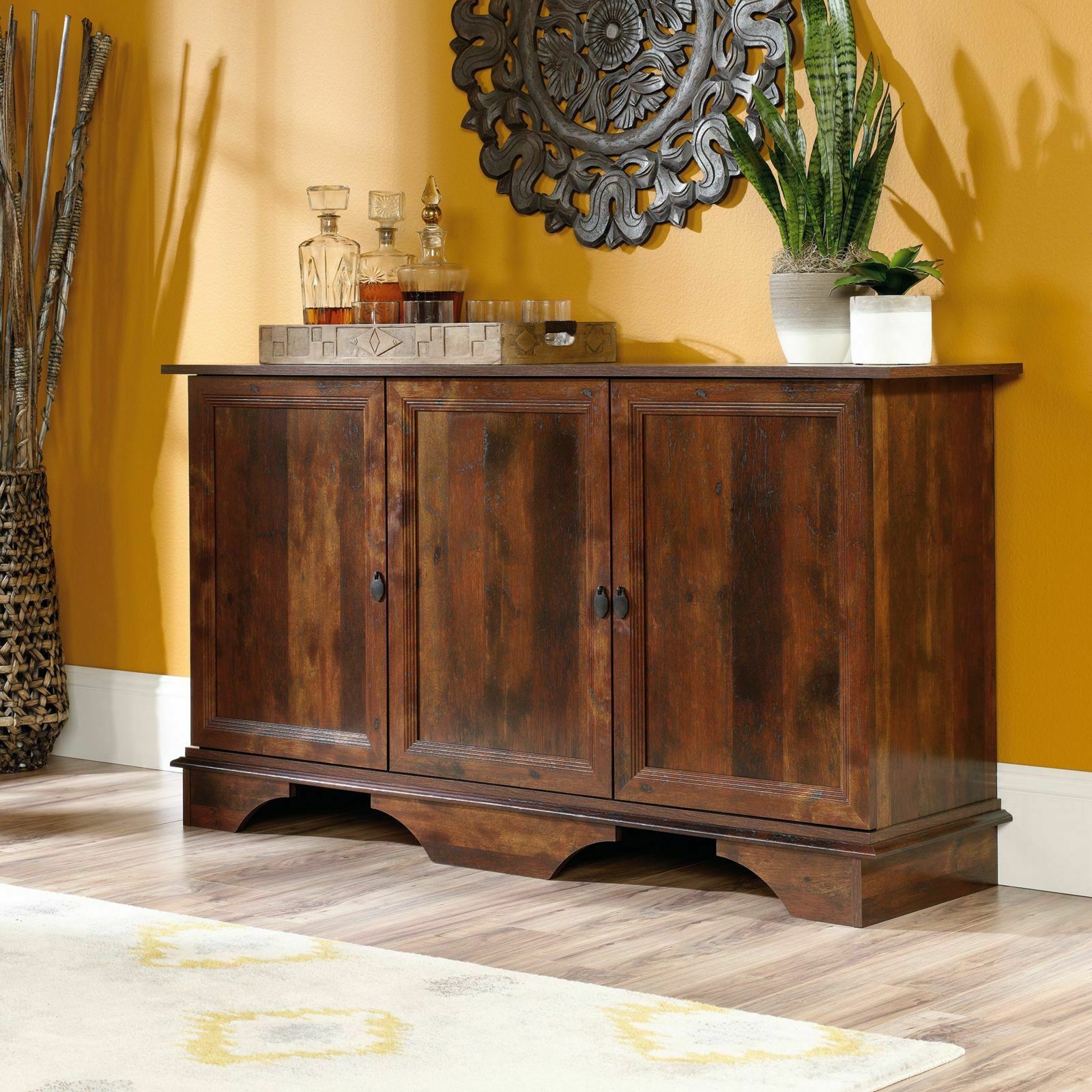 Storage Cabinet Long Wood Credenza Viabella Dining Furniture Home 3-door 59"