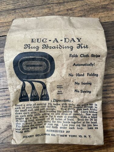 Vintage  50+ Years Old Material Folders Rug-a-day Rug Braiding Kit