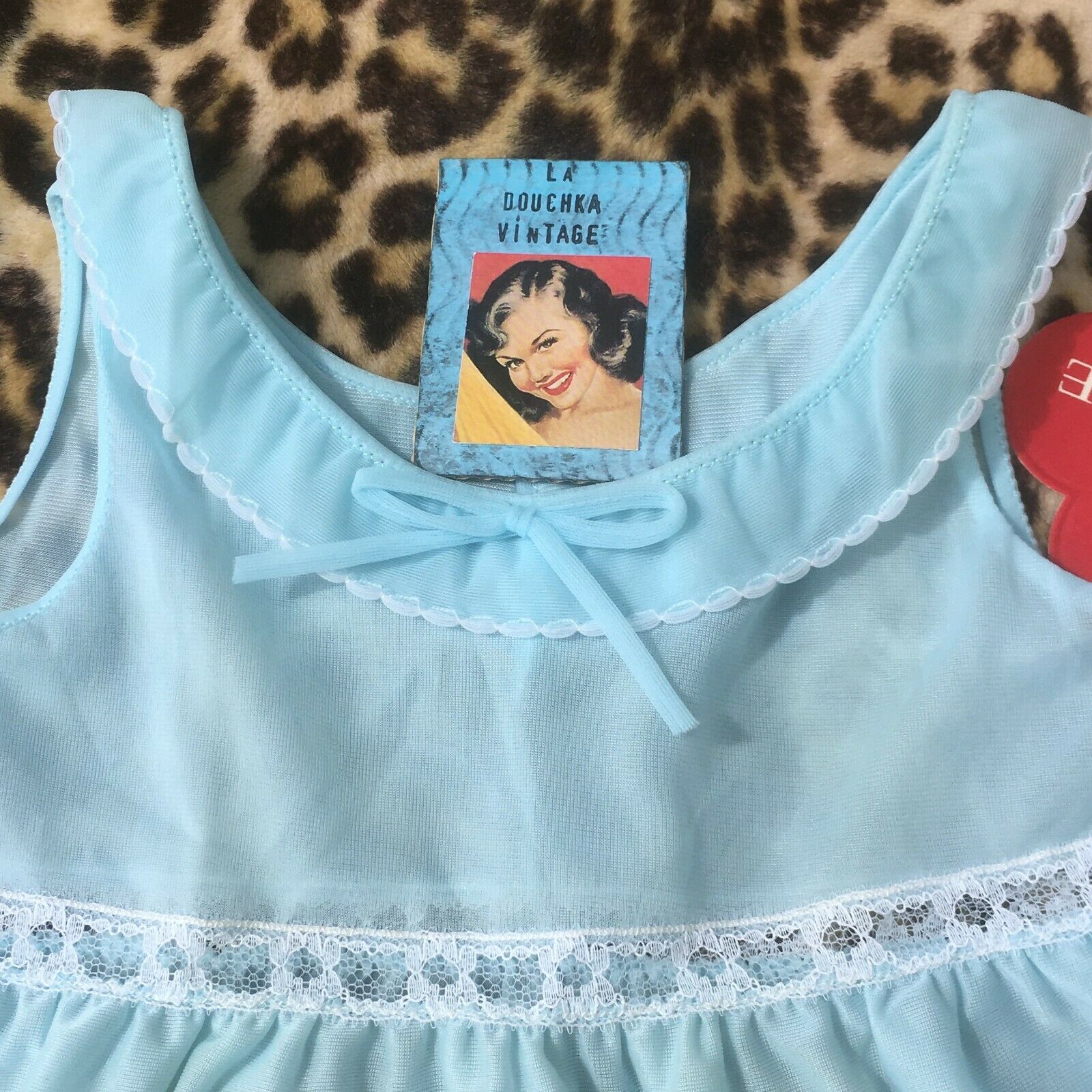 French 1950s Baby Girl Slip Dress & Petticoat~blue Nylon~white Lace~new~3/4 Yrs