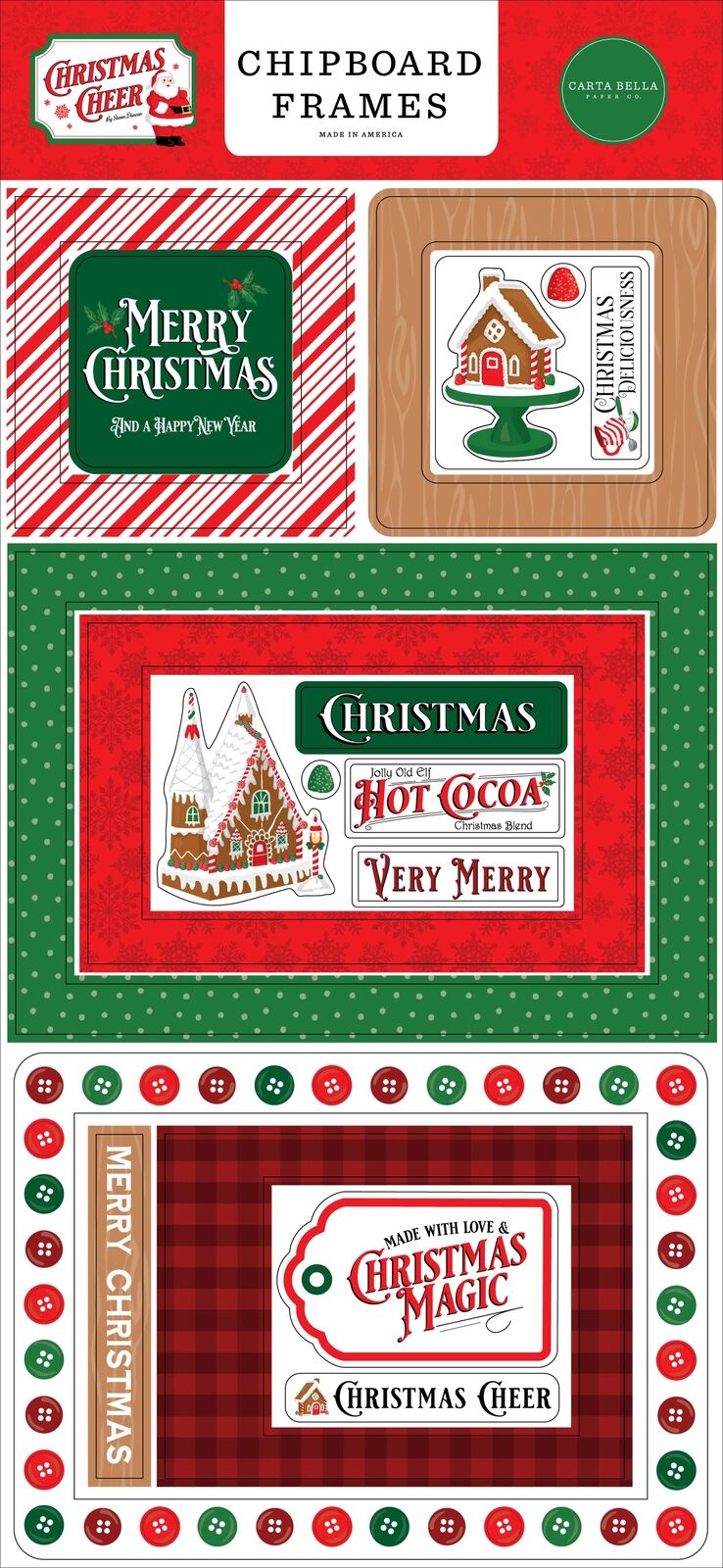 Echo Park Paper Christmas Cheer Chipboard 6"x13"-frames