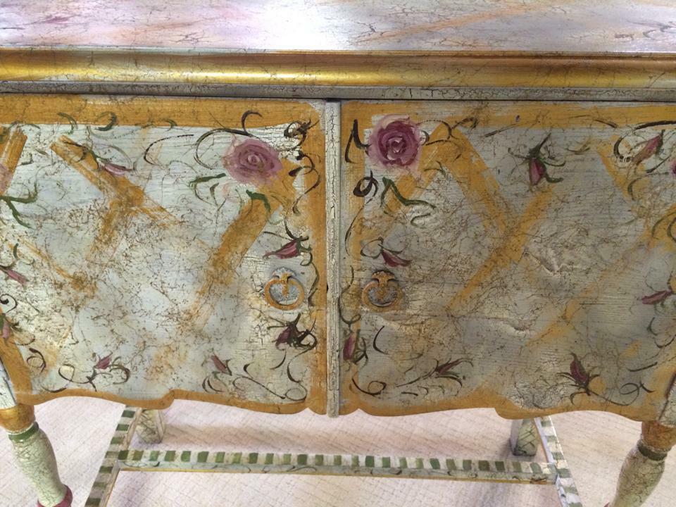 Hand Painted Side Board Buffet Unique And Beautiful Piece!