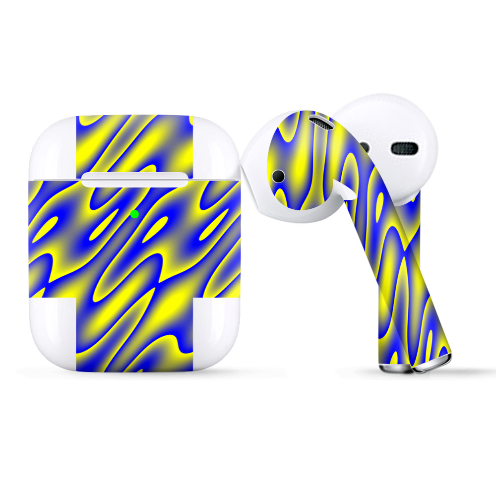 Skins Wraps Compatible For Apple Airpods  Neon Blue Yellow Trippy