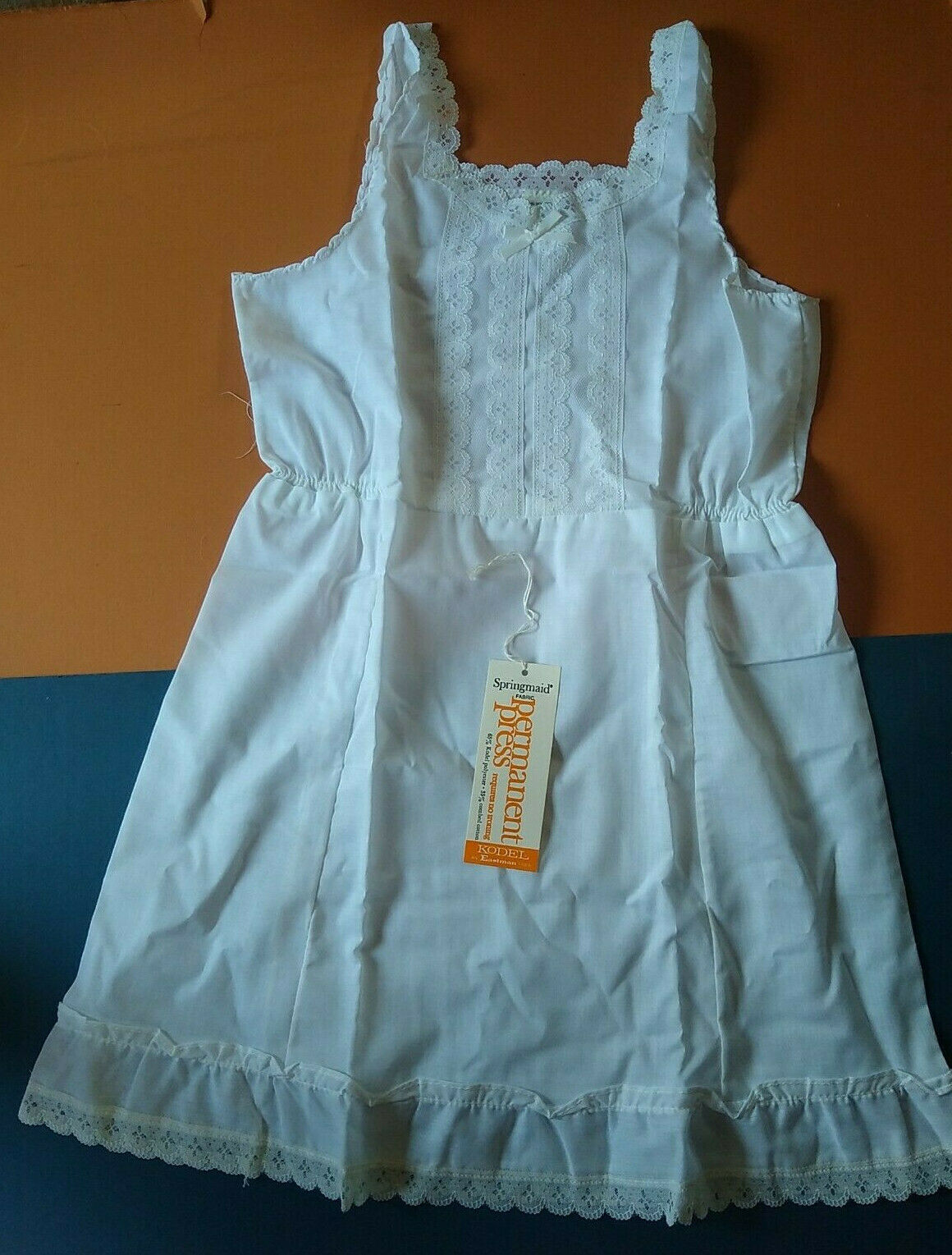 Little Girls Vintage Petticoat Slip White Nighty 12 (white Bow) Springmaid Kodel
