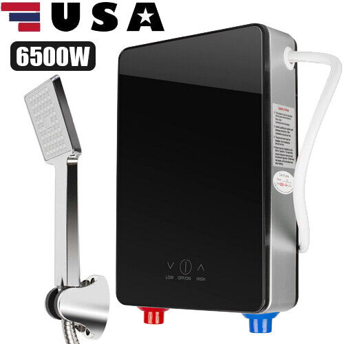 6500w 220v Instant Electric Tankless Hot Water Heater Fast Heating Shower Head