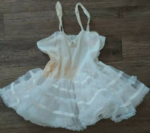 Vintage Girl's Shirey Slip Off White  Nylon Petticoat Dress Slip Size 4 Usa