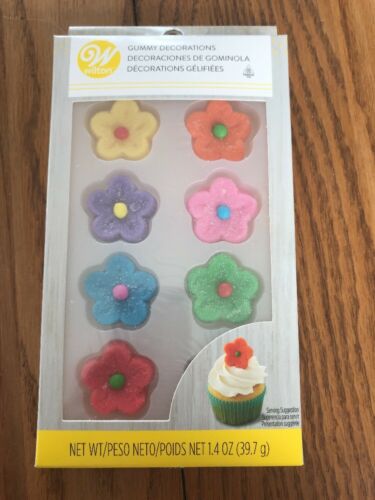 Wilton Gummy Flowers Decorations 8 Count|red, Blue, Yellow, Orange, Pink, Green