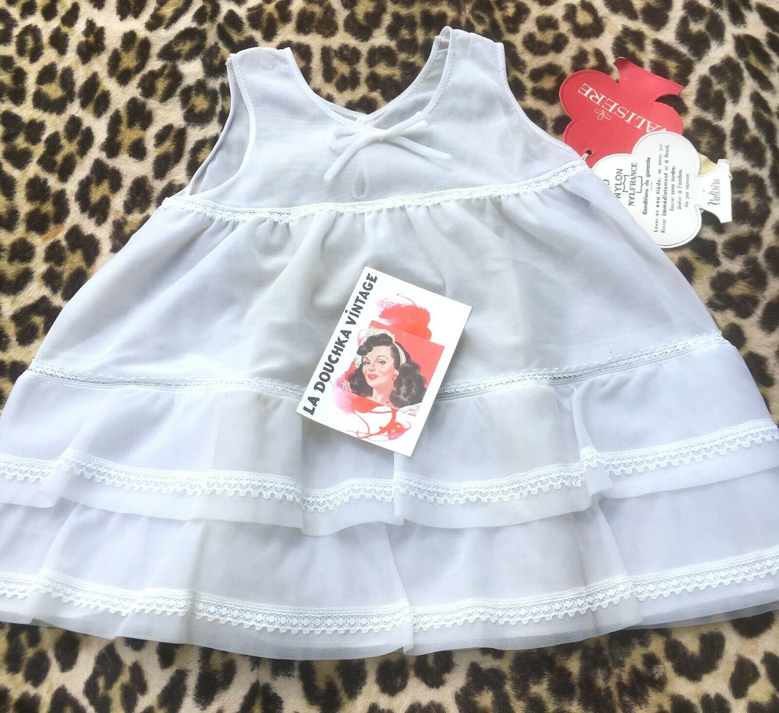 French 1950s Baby Girl Doll White Slip Dress~ruffled Petticoat~new & Tag~12 Mos