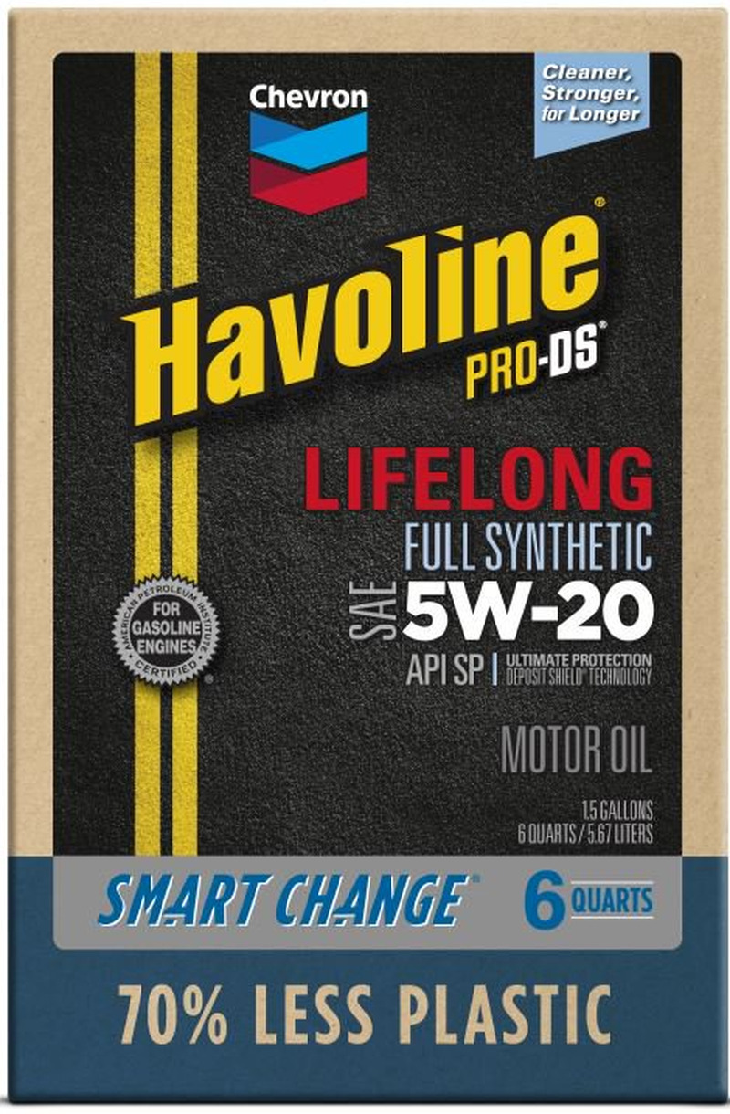 Chevron Havoline Lifelong Full Synthetic Motor Oil 5w-20, 6 Quart Smart Change B