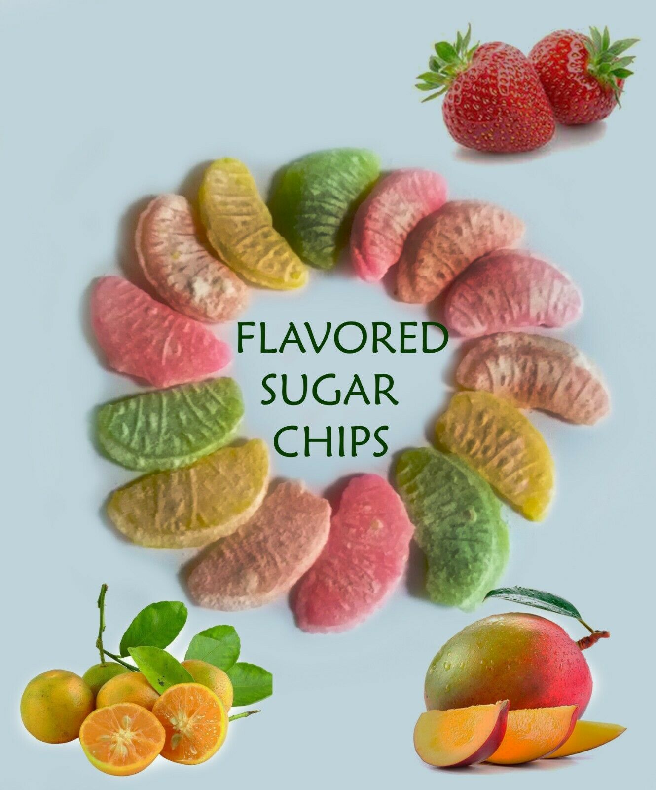 Multi Color Orange Flavored Sugar Candy Chips 400g Food Sugar Decorations Chips