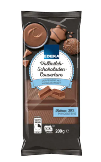 Edeka Whole Milk Chocolate Couverture Baking 7.1oz Pack