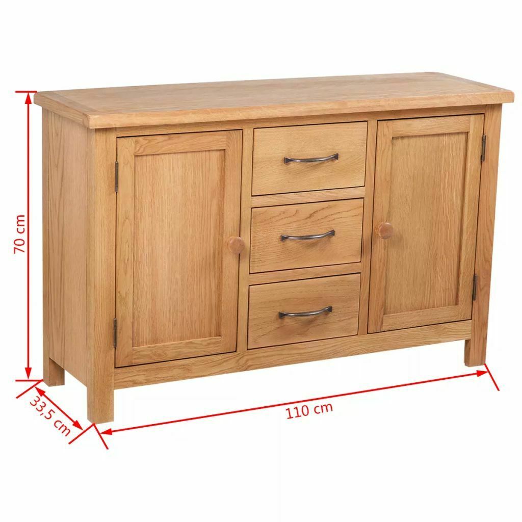 Sideboard Wooden Cabinet 3 Drawers Large Storage Cupboard Oak Units Brown Room
