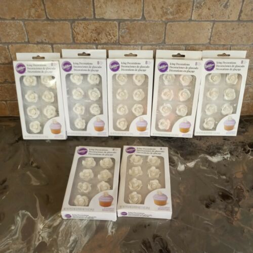 7 Wilton Flower Icing Decorations 710-1493  8 Ct. Boxes New